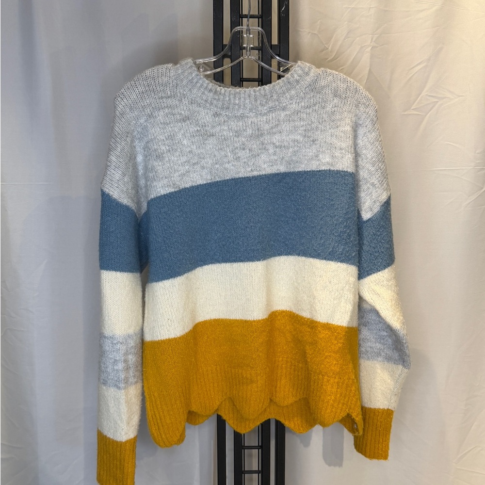 Eesome Colorblock Women's Sweater - Blue, White, Yellow, Gray‎
